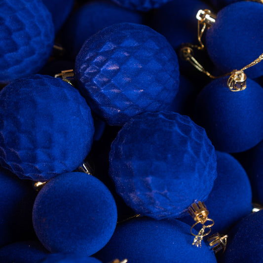 Новорічні кулі 40 шт Мікс Бархат Синій Набір новорічних куль