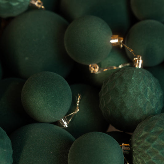 Новорічні кулі 40 шт Мікс Бархат Смарагдовий Набір новорічних куль
