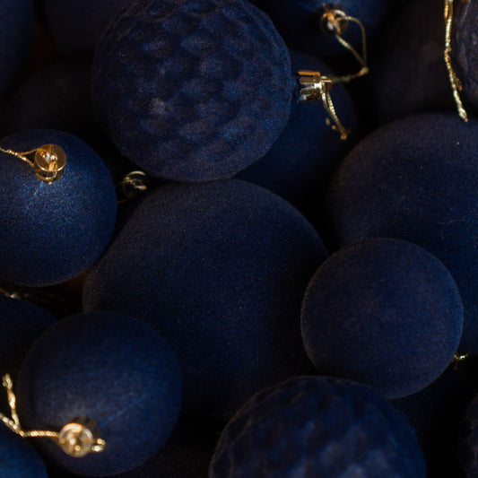 Новорічні кулі 40 шт Мікс Бархат Джинсовий Набір новорічних куль