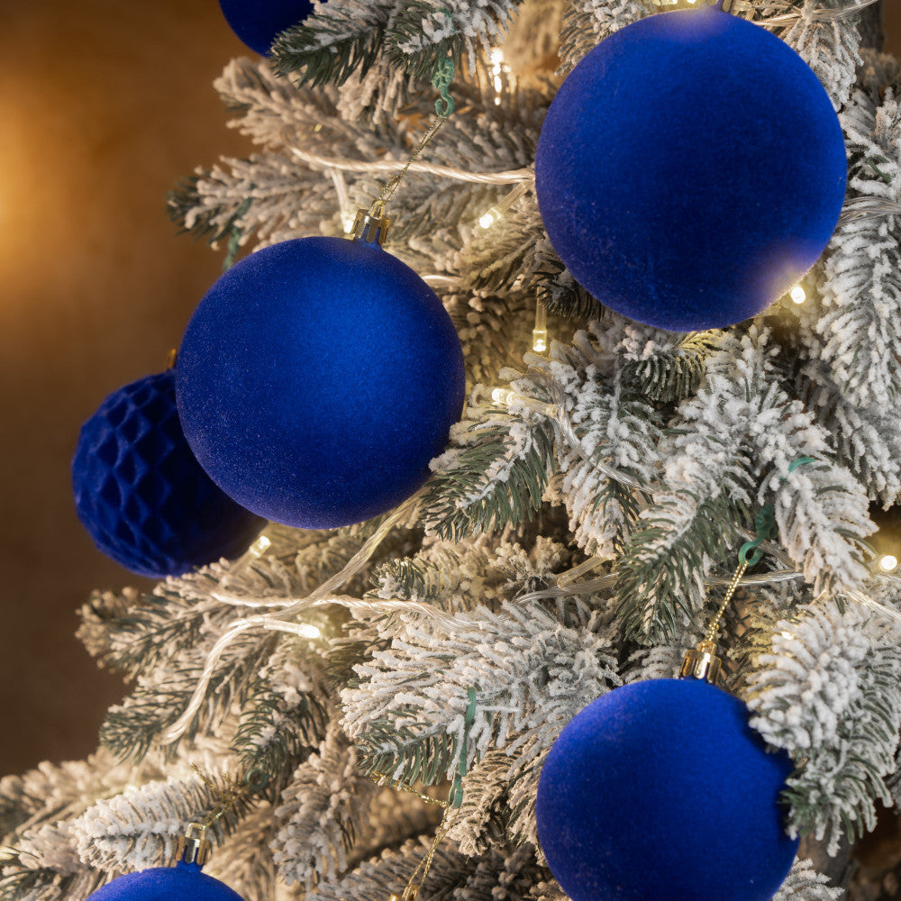 Новорічні кулі 40 шт Мікс Бархат Синій Набір новорічних куль