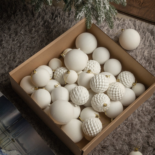 Новорічні кулі 40 шт Мікс Бархат Білий Набір новорічних куль