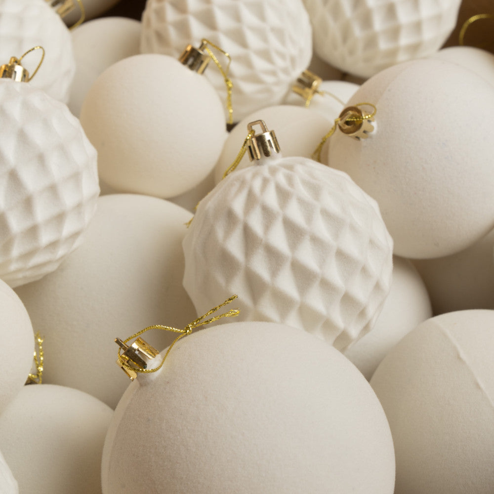 Новорічні кулі 40 шт Мікс Бархат Білий Набір новорічних куль