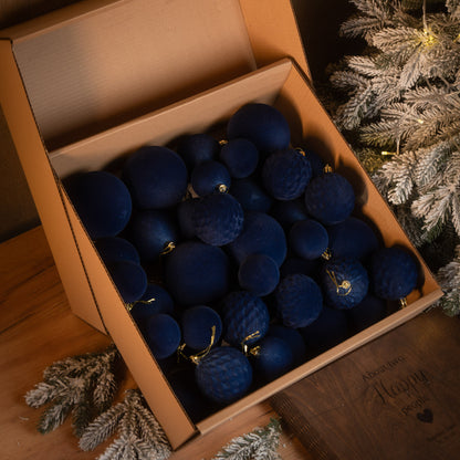 Новорічні кулі 40 шт Мікс Бархат Джинсовий Набір новорічних куль