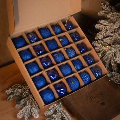 Новорічні кулі 25 шт Асорті Синій Набір ялинкових куль