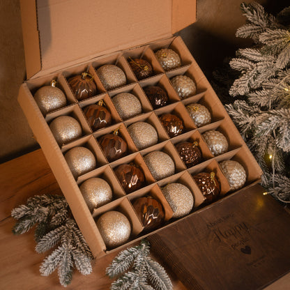 Новорічні кулі 25 шт Асорті Бежевий Набір ялинкових куль