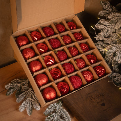 Новорічні кулі 25 шт Асорті Червоний Набір ялинкових куль