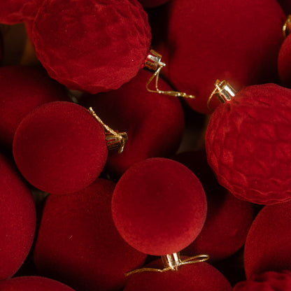 Новорічні кулі 40 шт Мікс Бархат Бордовий Набір новорічних куль