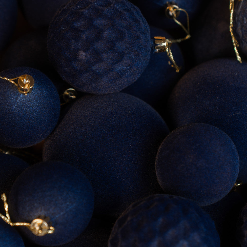 Новорічні кулі 40 шт Мікс Бархат Джинсовий Набір новорічних куль