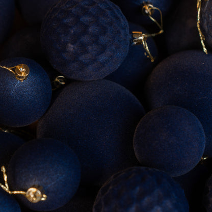 Новорічні кулі 40 шт Мікс Бархат Джинсовий Набір новорічних куль