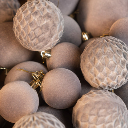 Новорічні кулі 40 шт Мікс Бархат Сірий Набір новорічних куль