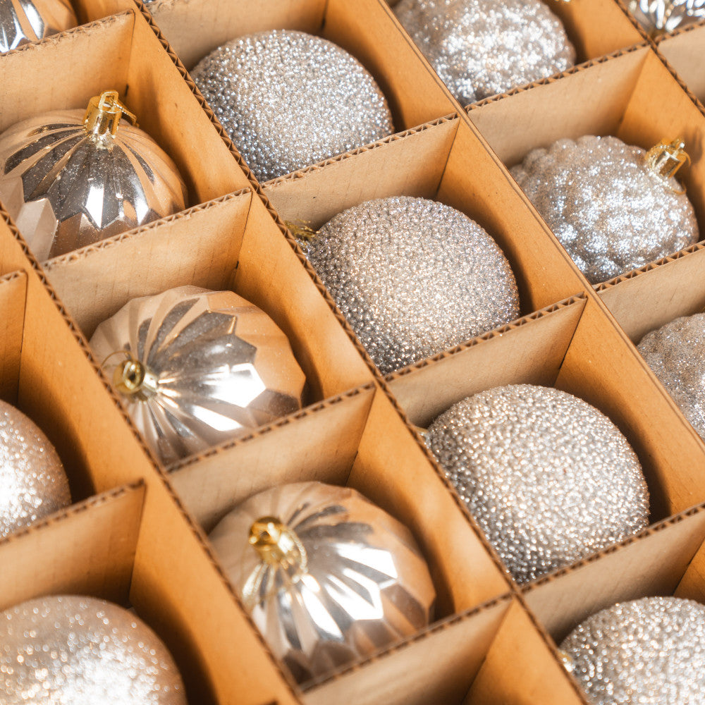 Новорічні кулі 25 шт Асорті Срібний Набір ялинкових куль