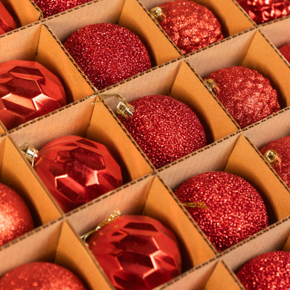 Новорічні кулі 25 шт Асорті Червоний Набір ялинкових куль