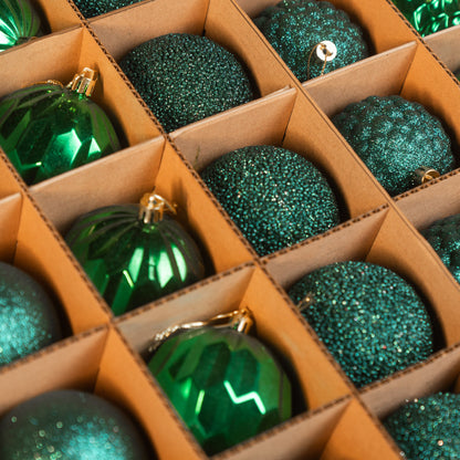 Новорічні кулі 25 шт Асорті Смарагдовий Набір ялинкових куль