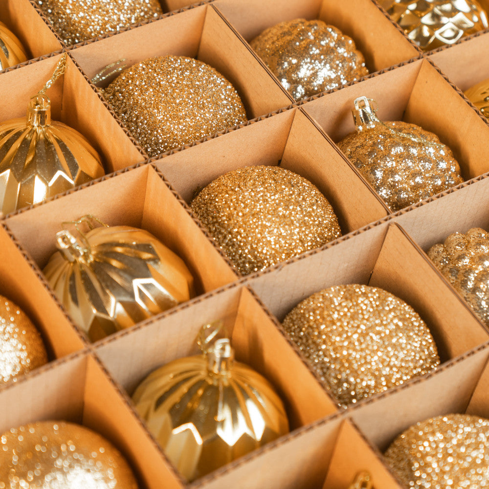 Новорічні кулі 25 шт Асорті Золотий Набір ялинкових куль