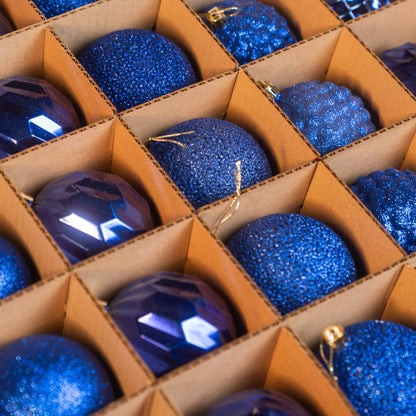 Новорічні кулі 25 шт Асорті Синій Набір ялинкових куль