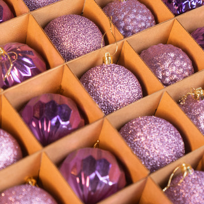 Новорічні кулі 25 шт Асорті Фіолетовий Набір ялинкових куль