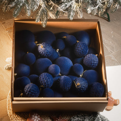 Новорічні кулі 40 шт Мікс Бархат Джинсовий Набір новорічних куль