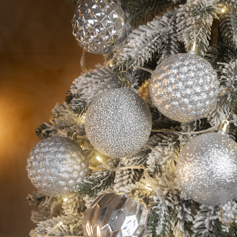 Новорічні кулі 25 шт Асорті Срібний Набір ялинкових куль