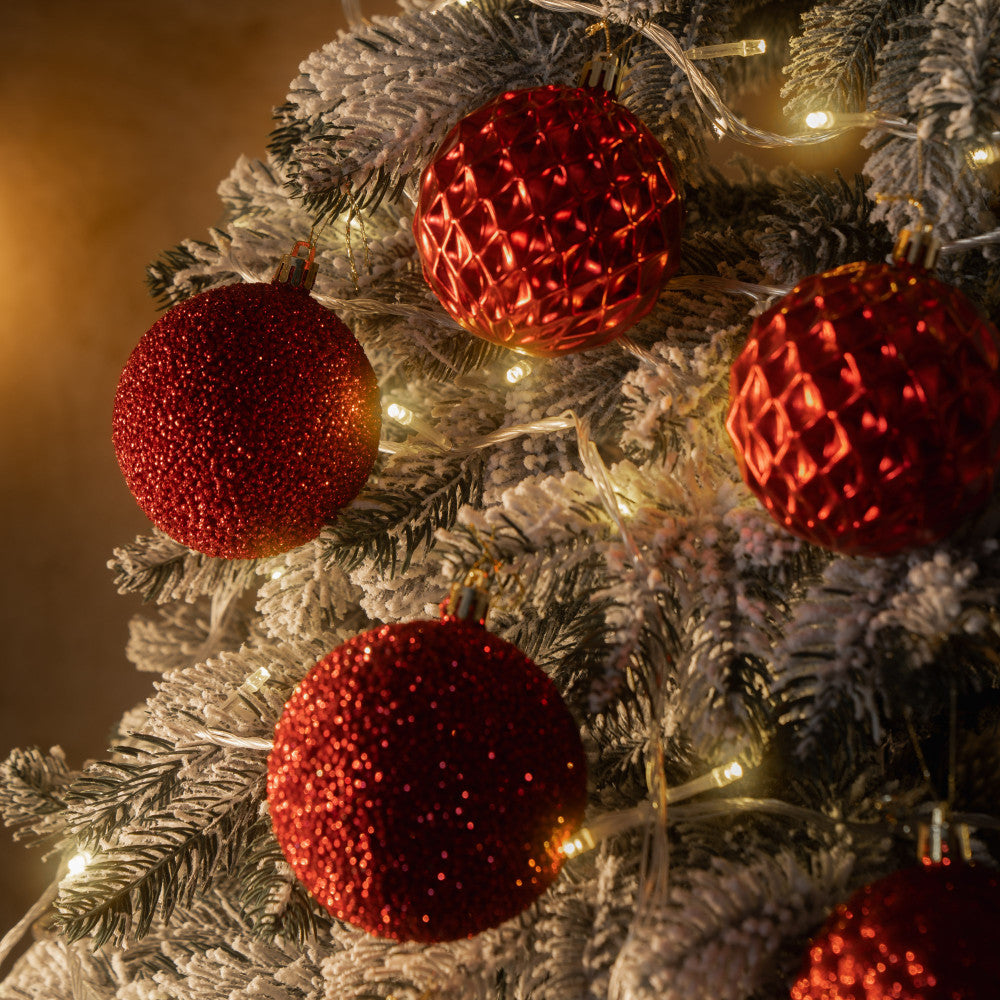 Новорічні кулі 25 шт Асорті Червоний Набір ялинкових куль