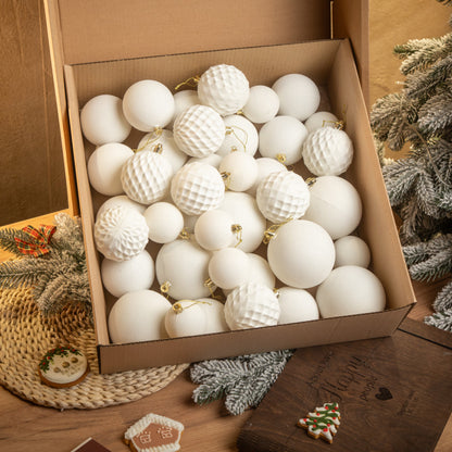 Новорічні кулі 40 шт Мікс Бархат Білий Набір новорічних куль