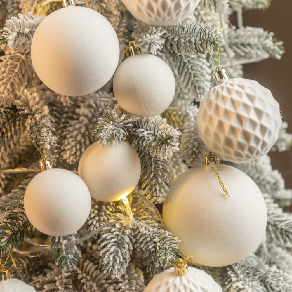 Новорічні кулі 40 шт Мікс Бархат Білий Набір новорічних куль