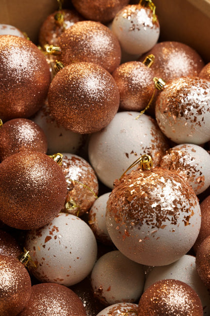 Новорічні кулі 40 шт Мікс Бите Скло Рожевий Білий Набір новорічних куль